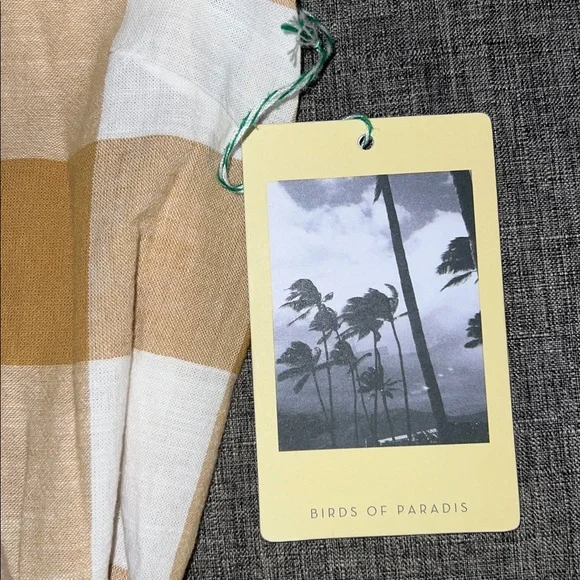 New Trovata Birds of Paradis Tan/White Checkered Jumpsuit Size M